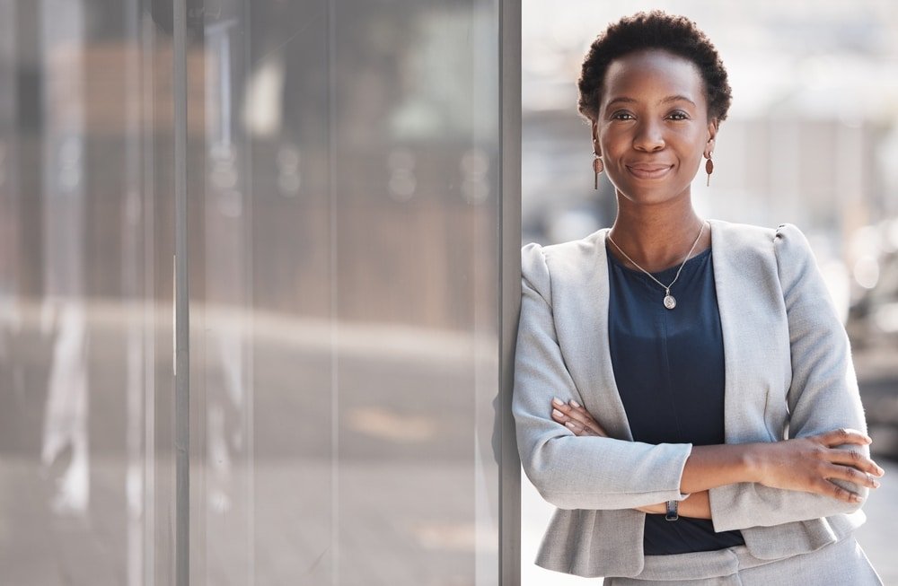 Balcony,,Proud,And,Portrait,Of,Black,Woman,Accountant,Confident,And